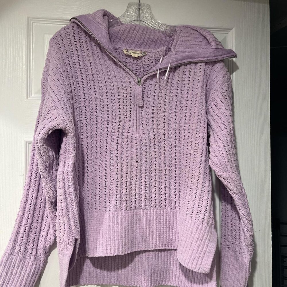 Pink Republic Women's Light Purple Quarter Zip Sweater